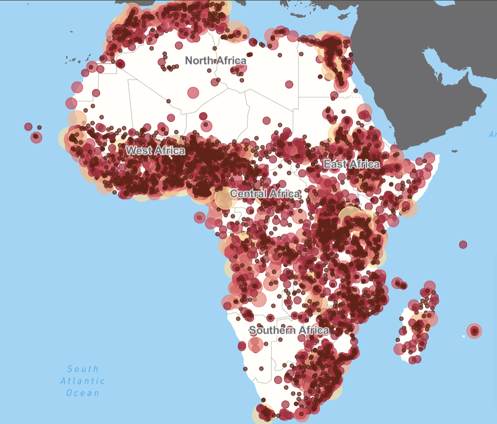 Étendue géographique d'Africapolis_urban