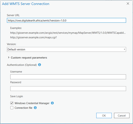 ArcGIS - Create New WCS Connection